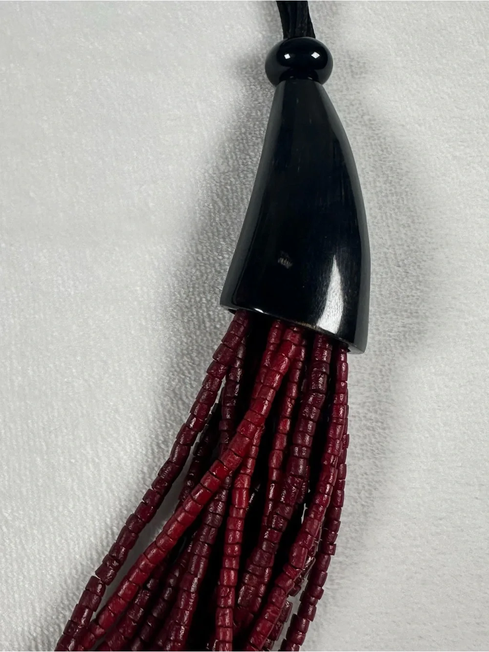 Multi-Strand Burgundy Bead Necklace with Black Accents